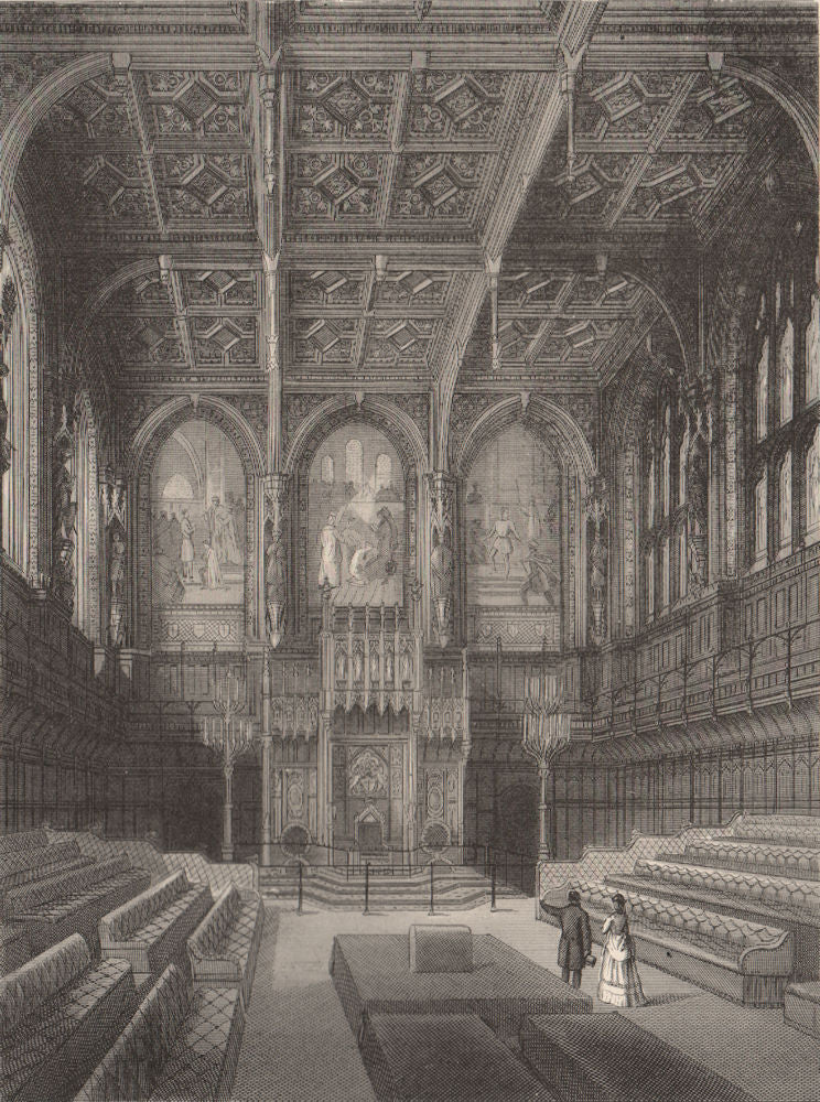 House of Lords, London c1880 old antique vintage print picture
